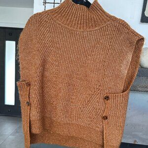 Anthropologie One Size Sweater Vest with Button Side Detail and Mock Neck